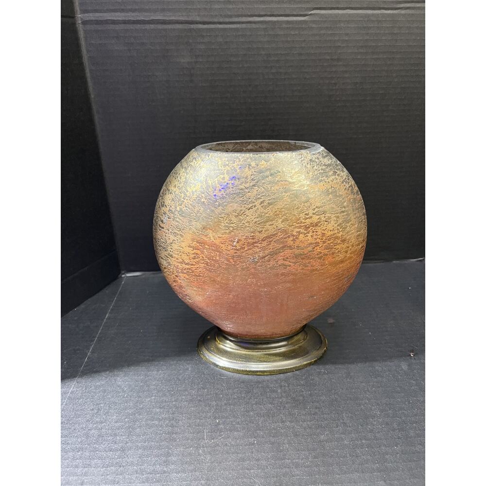 Vintage Art Glass Vase with Metallic Finish